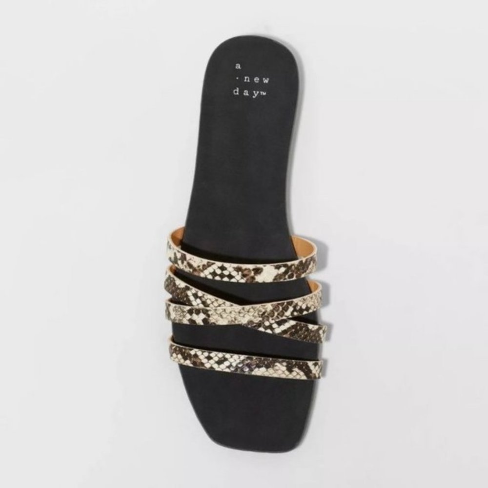 A New Day Joan Strappy Slide Sandals Gray 9.5